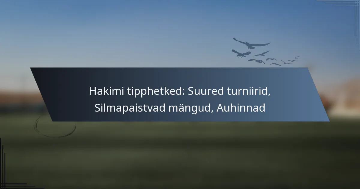 Hakimi tipphetked: Suured turniirid, Silmapaistvad mängud, Auhinnad